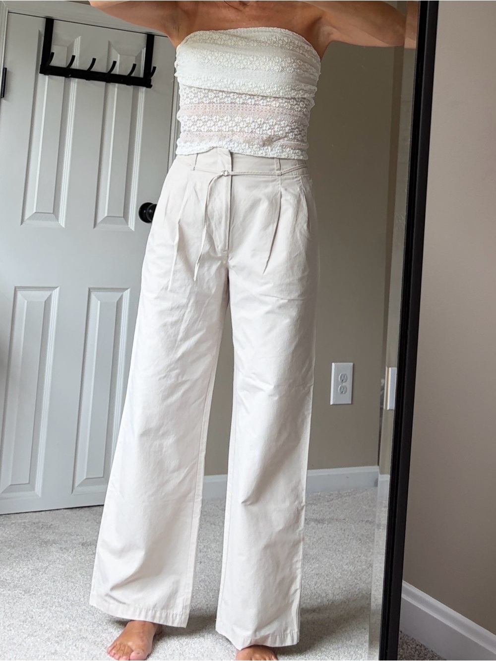 Calvin Klein Jeans Cream and Black High-Waist Wide-Leg Trousers - set of 2!